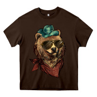 Chocolate Brown bear cowboy Heavy Core Tee - NancyCooperArtShop