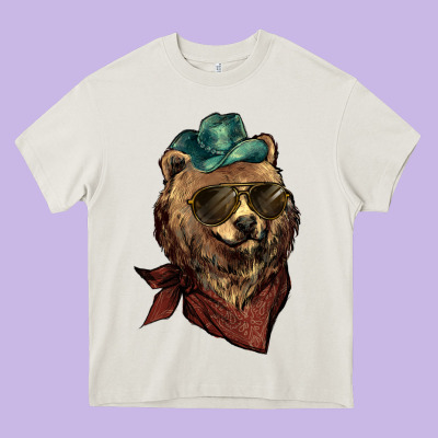 Bear Cowboy Heavy Core Tee Designed By Nancycooperartshop