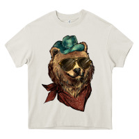 Cream bear cowboy Heavy Core Tee - NancyCooperArtShop