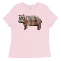 Bubblegum Pink hippopotamus Ladies Tee - LillyAllenDesigns