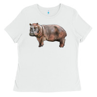 White hippopotamus Ladies Tee - LillyAllenDesigns