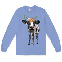 Holstein Cow Floral Wreath Long Sleeve Tee | Teevron