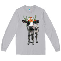 Moon Dust holstein cow floral wreath Long Sleeve Tee - BarkalooDesign