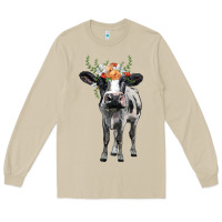 Mushroom holstein cow floral wreath Long Sleeve Tee - BarkalooDesign