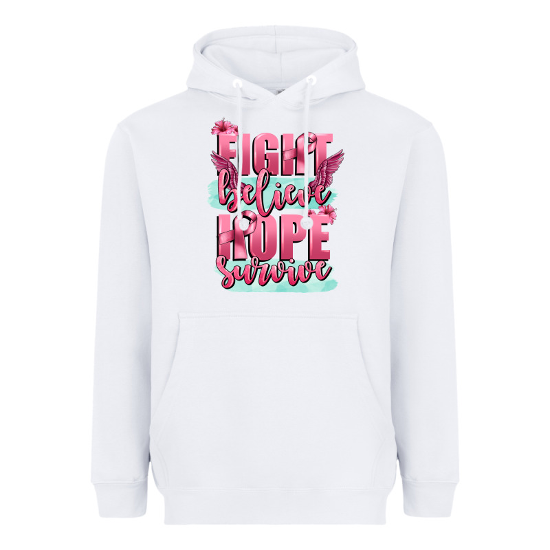 Fight Believe Hope Survive Cancer Awareness Heavyweight Hoodie by FaDigitalArtStudio | Teevron