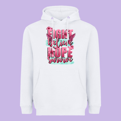 Fight Believe Hope Survive Cancer Awareness Heavyweight Hoodie Designed By Fadigitalartstudio