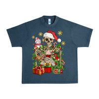 Midnight Navy Skeleton Christmas Element Snowman Awda Urban Heavy Tee - BundleAndBundleShop