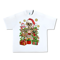 White Skeleton Christmas Element Snowman Awda Urban Heavy Tee - BundleAndBundleShop