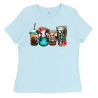 Baby Blue Baby calf coffee cups Ladies Tee - Jasminsmagicworld