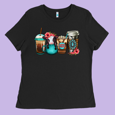 Baby Calf Coffee Cups Ladies Tee Designed By Jasminsmagicworld