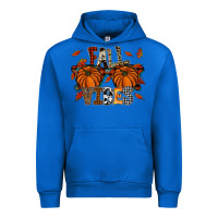 Cobalt autumn style with pumpkins Urban Hoodie - CowhideDigitalArt