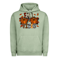 Pigment Oil Green autumn style with pumpkins Urban Hoodie - CowhideDigitalArt