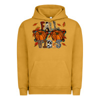 Pigment Peanut Butter autumn style with pumpkins Urban Hoodie - CowhideDigitalArt