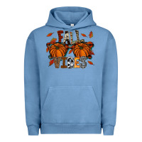 Pigment Pebble Blue autumn style with pumpkins Urban Hoodie - CowhideDigitalArt