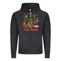 Vintage Black merry christmas tree with gift box Vintage Hoodie - MaliasSmallBusiness