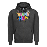 Charcoal Heather do the bunny hop easter Zipper Hoodie - CowGirlArtShop