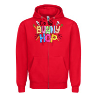 Red do the bunny hop easter Zipper Hoodie - CowGirlArtShop