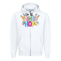 White do the bunny hop easter Zipper Hoodie - CowGirlArtShop