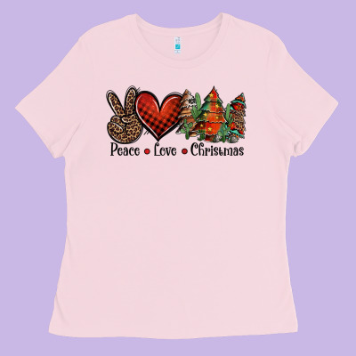 Peace Love Western Christmas Trees Ladies Tee Designed By Jasminsmagicworld