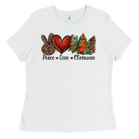 White Peace love western christmas trees Ladies Tee - Jasminsmagicworld