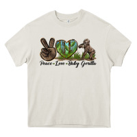 Cream Peace Love Baby Gorilla Heavy Core Tee - LillyAllenDesigns
