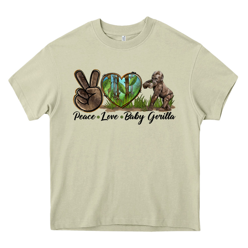 Peace Love Baby Gorilla Heavy Core Tee by LillyAllenDesigns | Teevron
