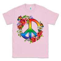 Bubblegum Pink Peace Pride LGBTQ+ And Flowers Classic Tee - BundleAndBundleShop