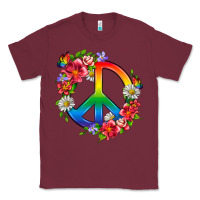 Burgundy Peace Pride LGBTQ+ And Flowers Classic Tee - BundleAndBundleShop