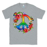 Heather Grey Peace Pride LGBTQ+ And Flowers Classic Tee - BundleAndBundleShop