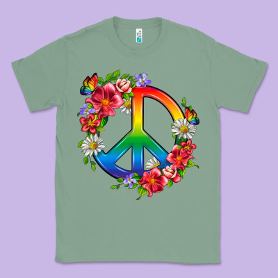 Peace Pride Lgbtq+ And Flowers Classic Tee Designed By Bundleandbundleshop