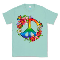 Seafoam Peace Pride LGBTQ+ And Flowers Classic Tee - BundleAndBundleShop