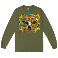 Holstein Cow With Sunflowers Long Sleeve Tee | Teevron
