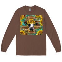 Chestnut holstein cow with sunflowers Long Sleeve Tee - BarkalooDesign