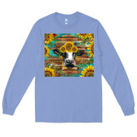Colony Blue holstein cow with sunflowers Long Sleeve Tee - BarkalooDesign