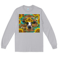 Moon Dust holstein cow with sunflowers Long Sleeve Tee - BarkalooDesign
