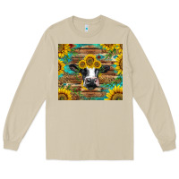 Mushroom holstein cow with sunflowers Long Sleeve Tee - BarkalooDesign