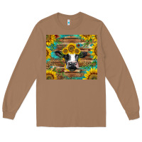 Toasted Coconut holstein cow with sunflowers Long Sleeve Tee - BarkalooDesign