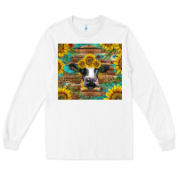 White holstein cow with sunflowers Long Sleeve Tee - BarkalooDesign