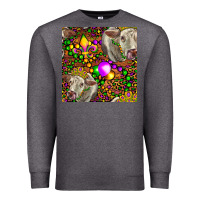 Charcoal Heather Mardi Gras Cow Leopard Seamless Pattern Premium Sweatshirt - FaDigitalArtStudio