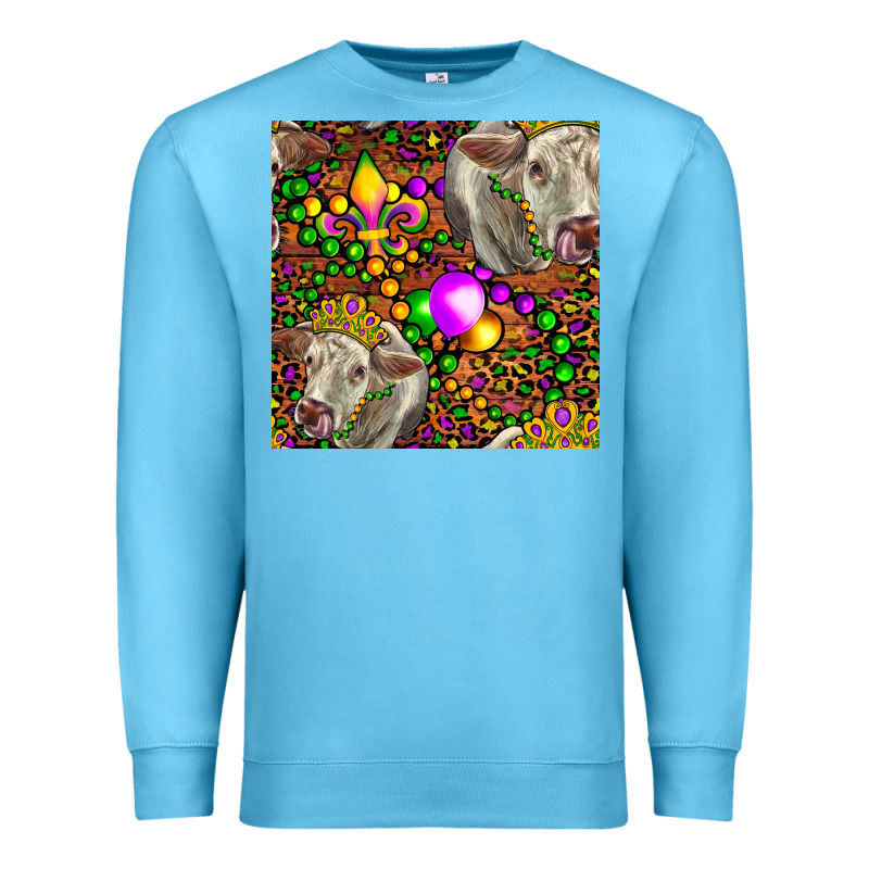 Mardi Gras Cow Leopard Seamless Pattern Premium Sweatshirt by FaDigitalArtStudio | Teevron