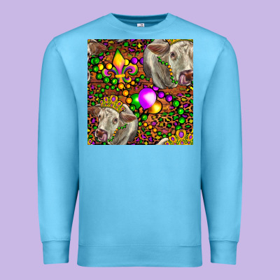 Mardi Gras Cow Leopard Seamless Pattern Premium Sweatshirt Designed By Fadigitalartstudio