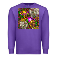 Purple Mardi Gras Cow Leopard Seamless Pattern Premium Sweatshirt - FaDigitalArtStudio