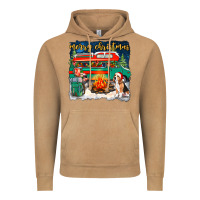 Vintage Camel Merry Christmas with camper van Vintage Hoodie - NancyCooperArtShop