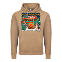 Vintage Coffee Merry Christmas with camper van Vintage Hoodie - NancyCooperArtShop