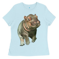 Baby Blue baby hippo Ladies Tee - LillyAllenDesigns