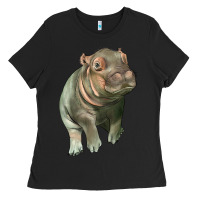 Black baby hippo Ladies Tee - LillyAllenDesigns
