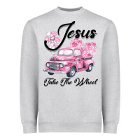 Heather Grey Leopard Floral Pink Car Jesus Take The Wheel Heavyweight Sweatshirt - Bettercallsaul
