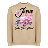 Leopard Floral Pink Car Jesus Take The Wheel Heavyweight Sweatshirt | Teevron