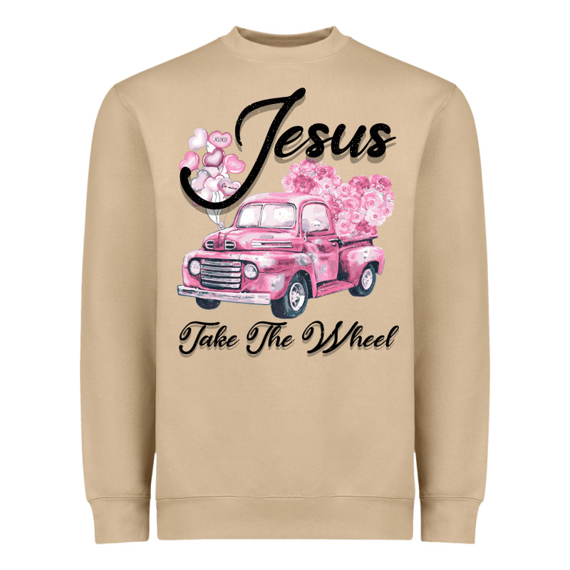Leopard Floral Pink Car Jesus Take The Wheel Heavyweight Sweatshirt by Bettercallsaul | Teevron