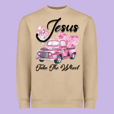 Leopard Floral Pink Car Jesus Take The Wheel Heavyweight Sweatshirt Designed By Bettercallsaul